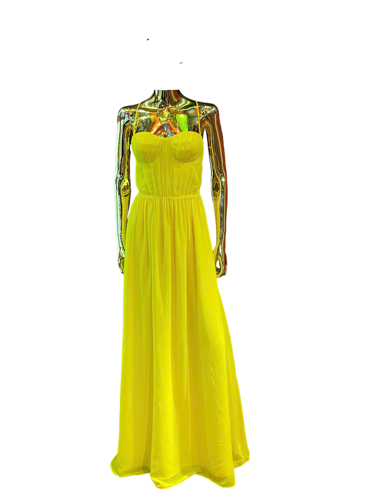 two-piece luxury yellow silk dress
