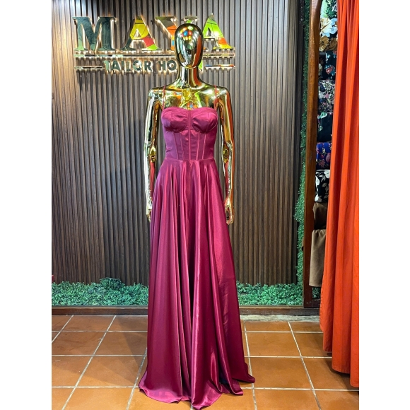 luxury two-piece red silk dress